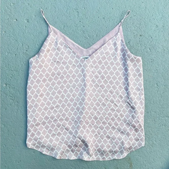 Express Pink & White Dressy Tank Top Size Large - Picture 2 of 5